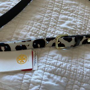 Tory Burch Leather and Calfhair Belt